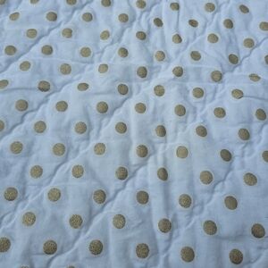 Pottery Barn Kids Toddler White Blanket with Gold Polka Dots